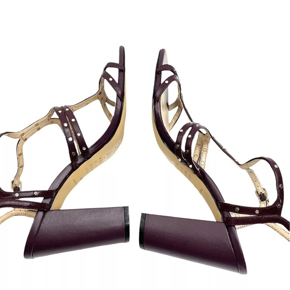 White House Black Market Polly studded Cabernet‎ Strappy sandals block heels 6.5 - Picture 4 of 13